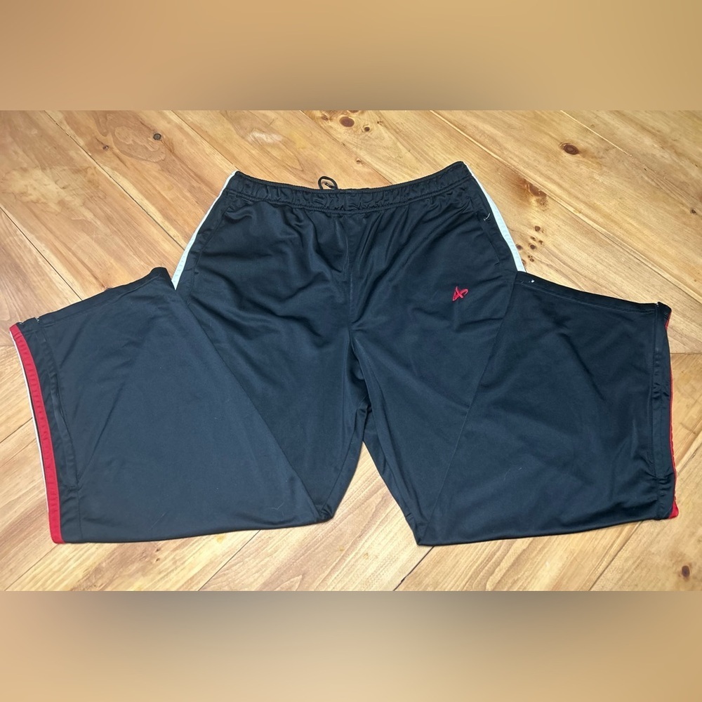 Athletech Men’s Black Pants with red and white stripes Accent Size XL